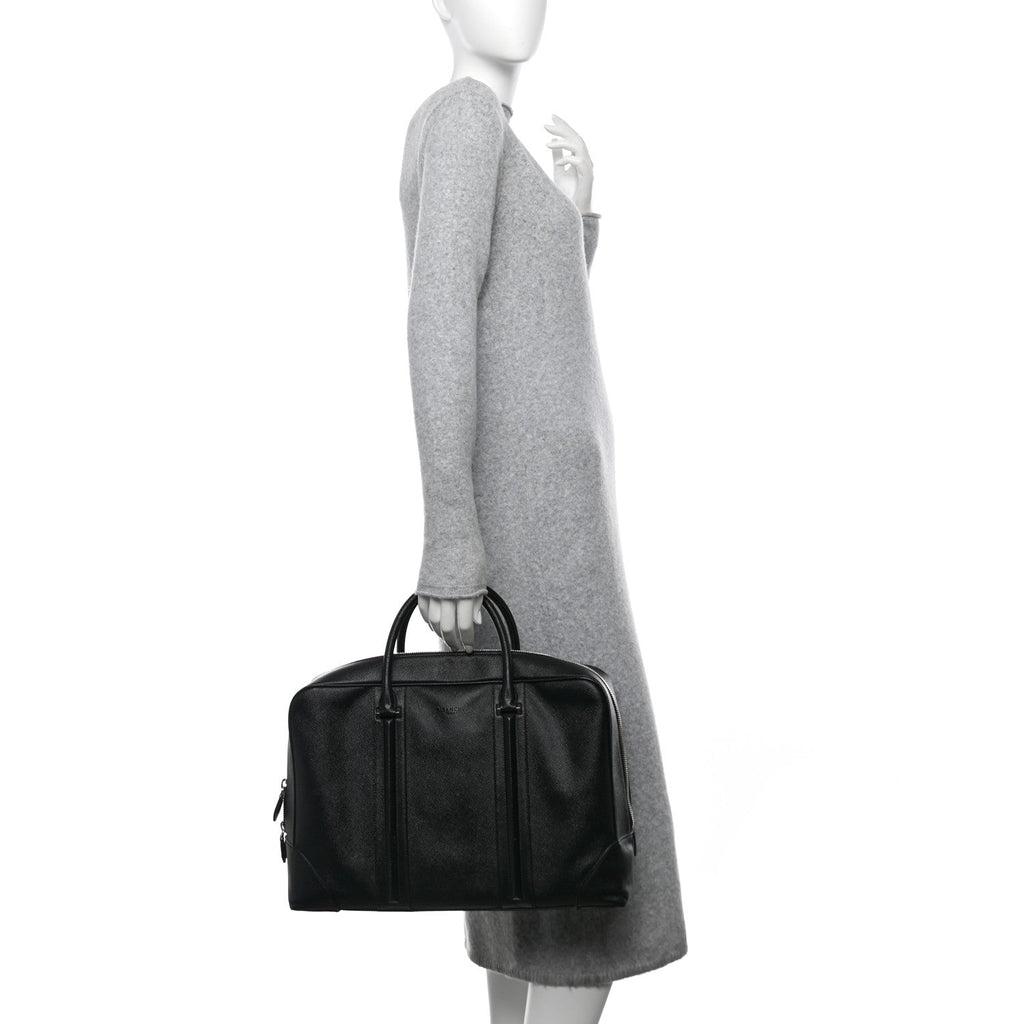 Grained Calfskin Briefcase Black