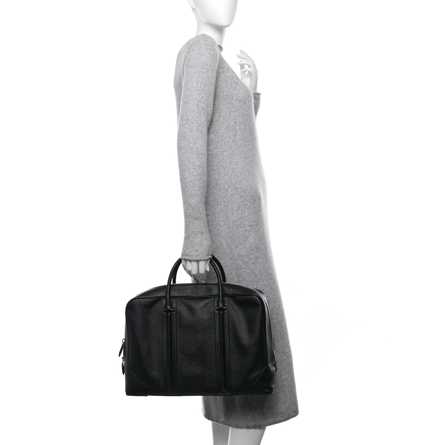 Grained Calfskin Briefcase Black