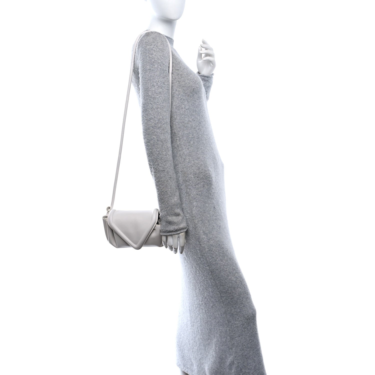 Lambskin Small Beak Triangle Flap Shoulder Bag Chalk