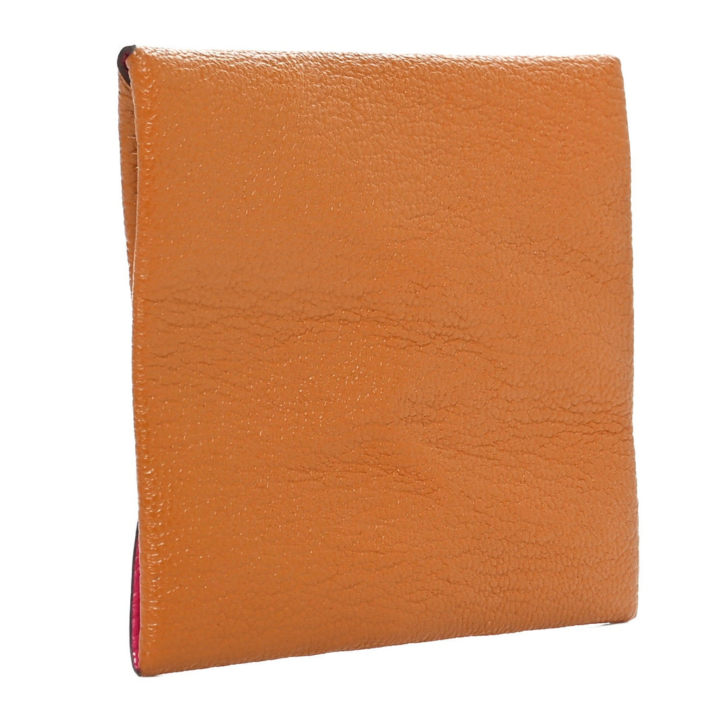 Chevre Mysore Bastia Verso Coin Purse Caramel Rose Shocking