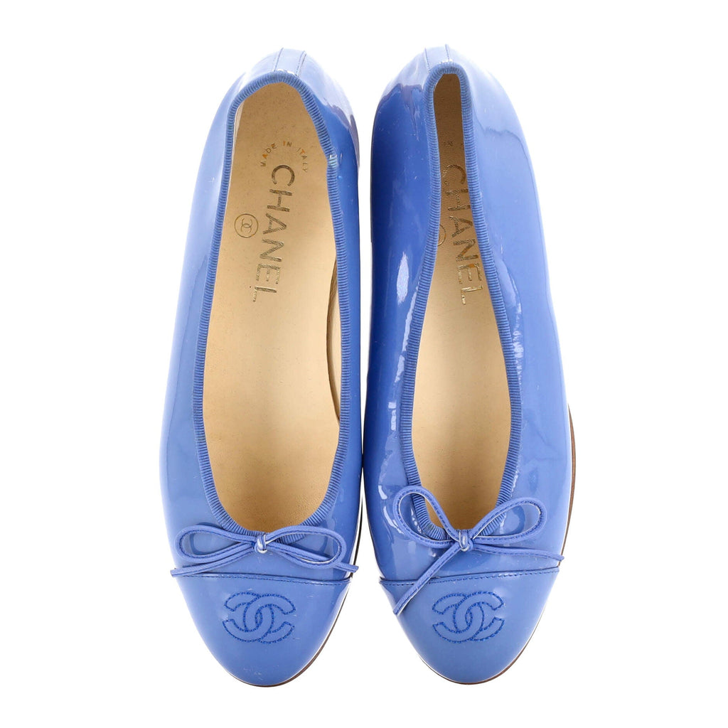Women's CC Cap Toe Bow Ballerina Flats Patent
