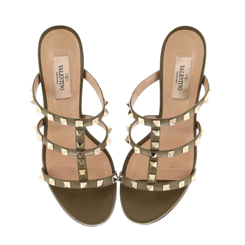 Women's Rockstud Caged Block Heel Sandal Leather