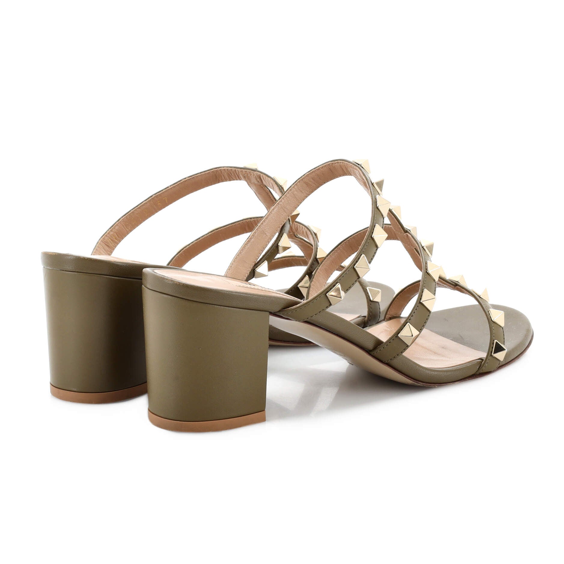 Women's Rockstud Caged Block Heel Sandal Leather