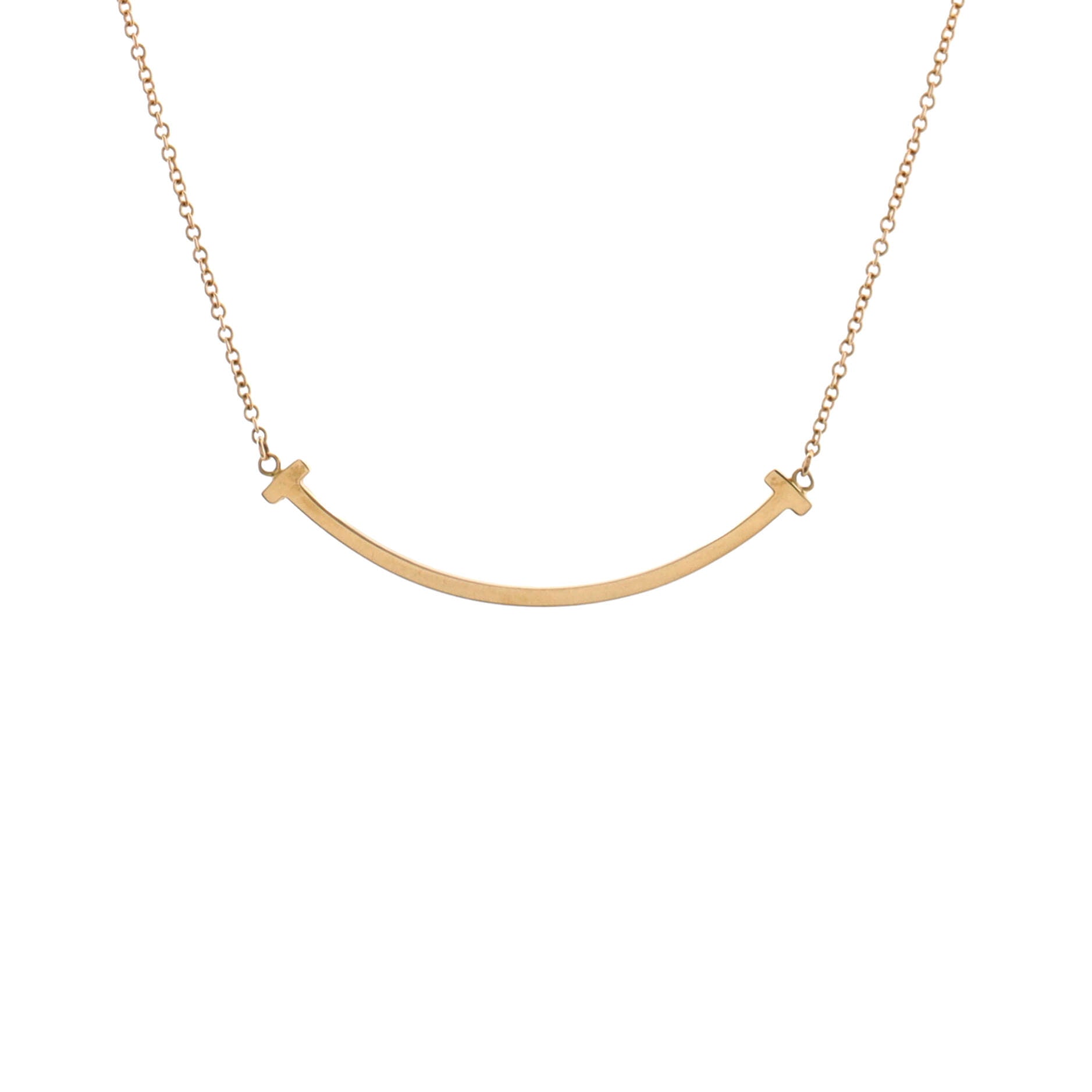 T Smile Pendant Necklace 18K Rose Gold Small