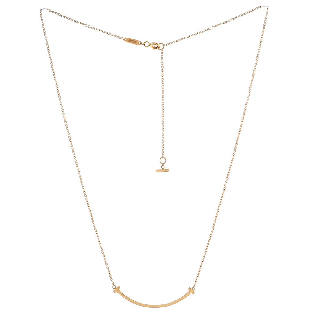 T Smile Pendant Necklace 18K Rose Gold Small