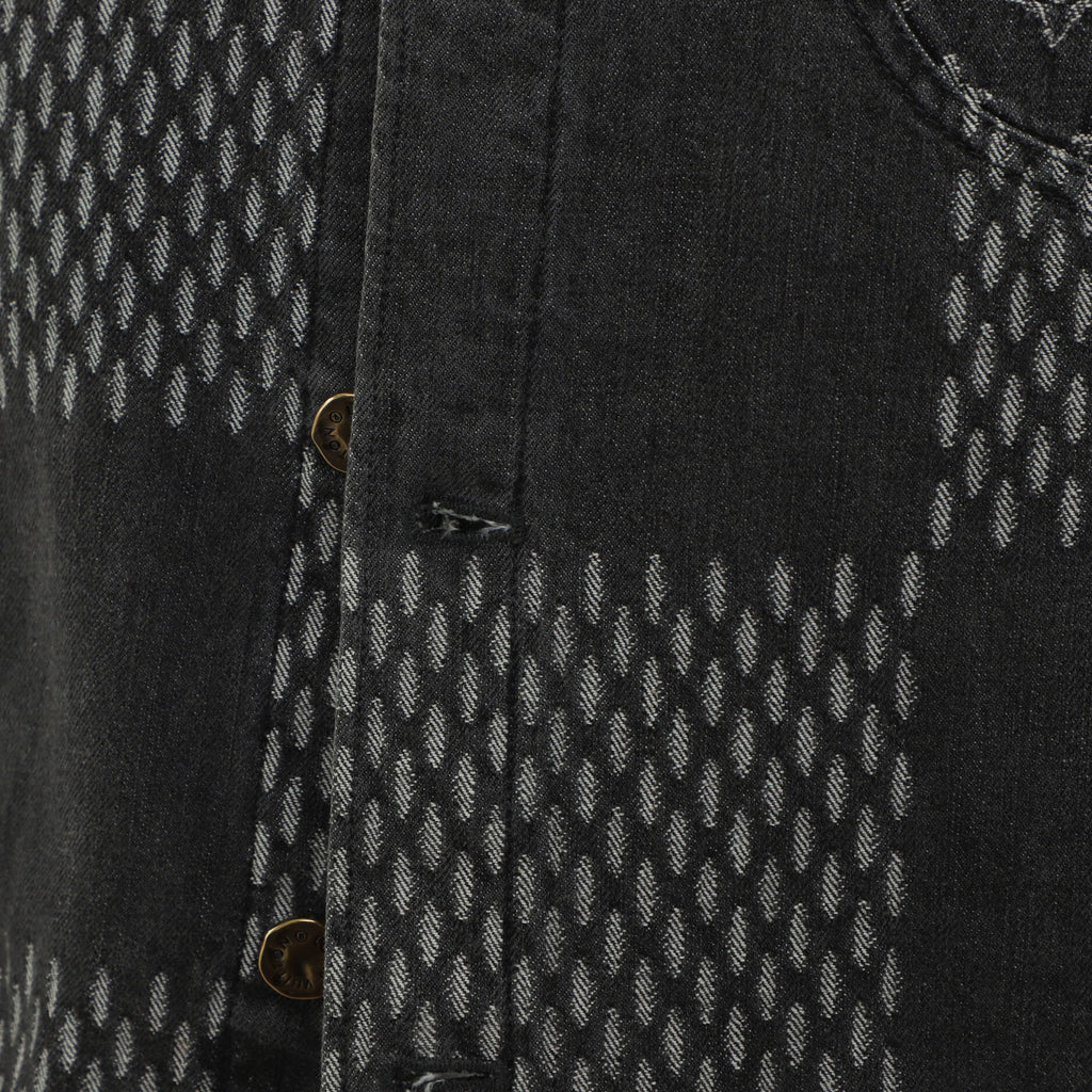 Men's Nigo Button Up Jacket Giant Damier Waves Monogram Denim