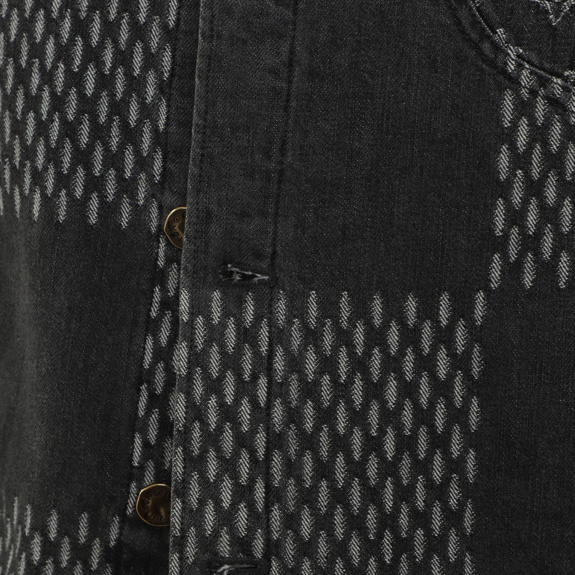 Men's Nigo Button Up Jacket Giant Damier Waves Monogram Denim