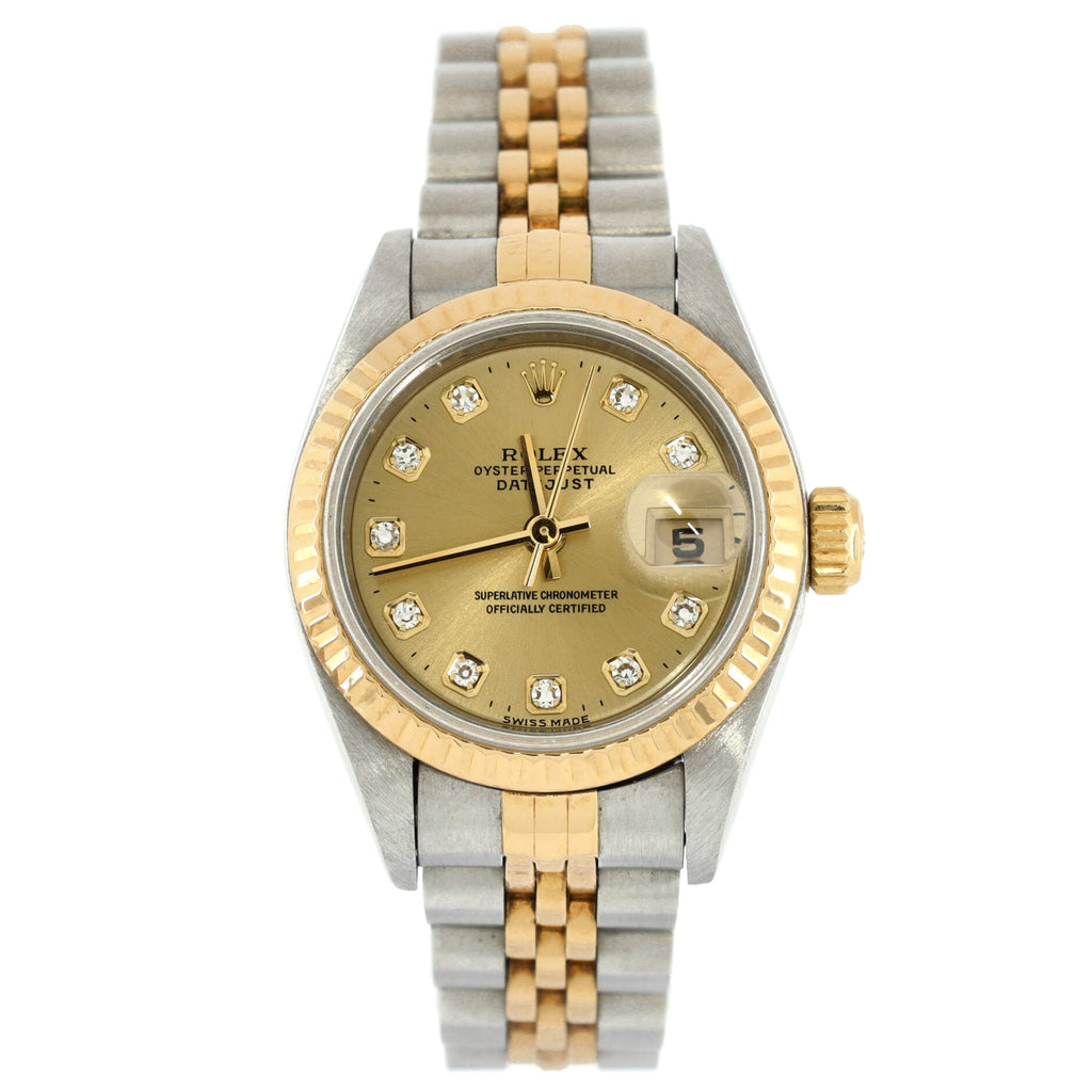 Oyster Perpetual Datejust Automatic Watch Stainless Steel and Yellow Gold with Diamond Markers 26