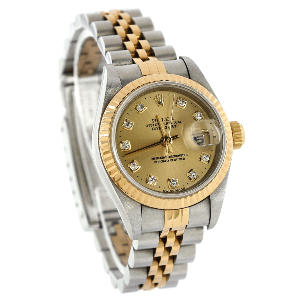 Oyster Perpetual Datejust Automatic Watch Stainless Steel and Yellow Gold with Diamond Markers 26
