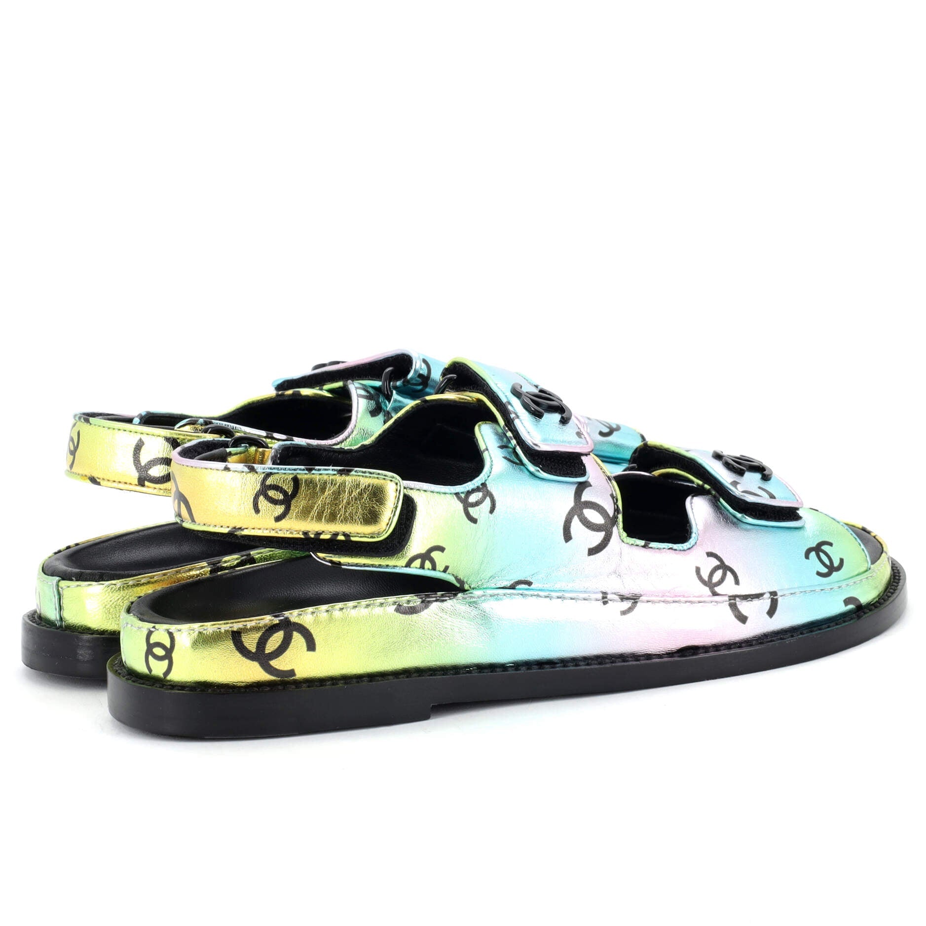 Women's Velcro Dad Sandals Printed Laminated Leather