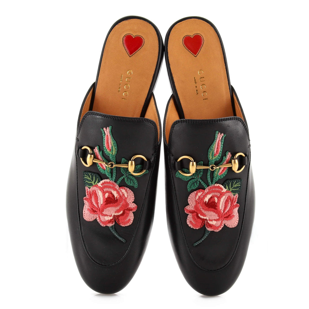 Women's Princetown Mules Embroidered Leather