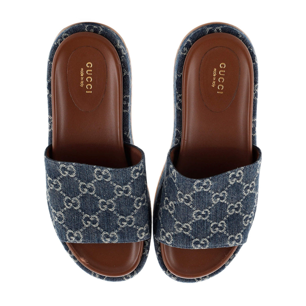 Women's Angelina Platform Slide Sandals GG Denim