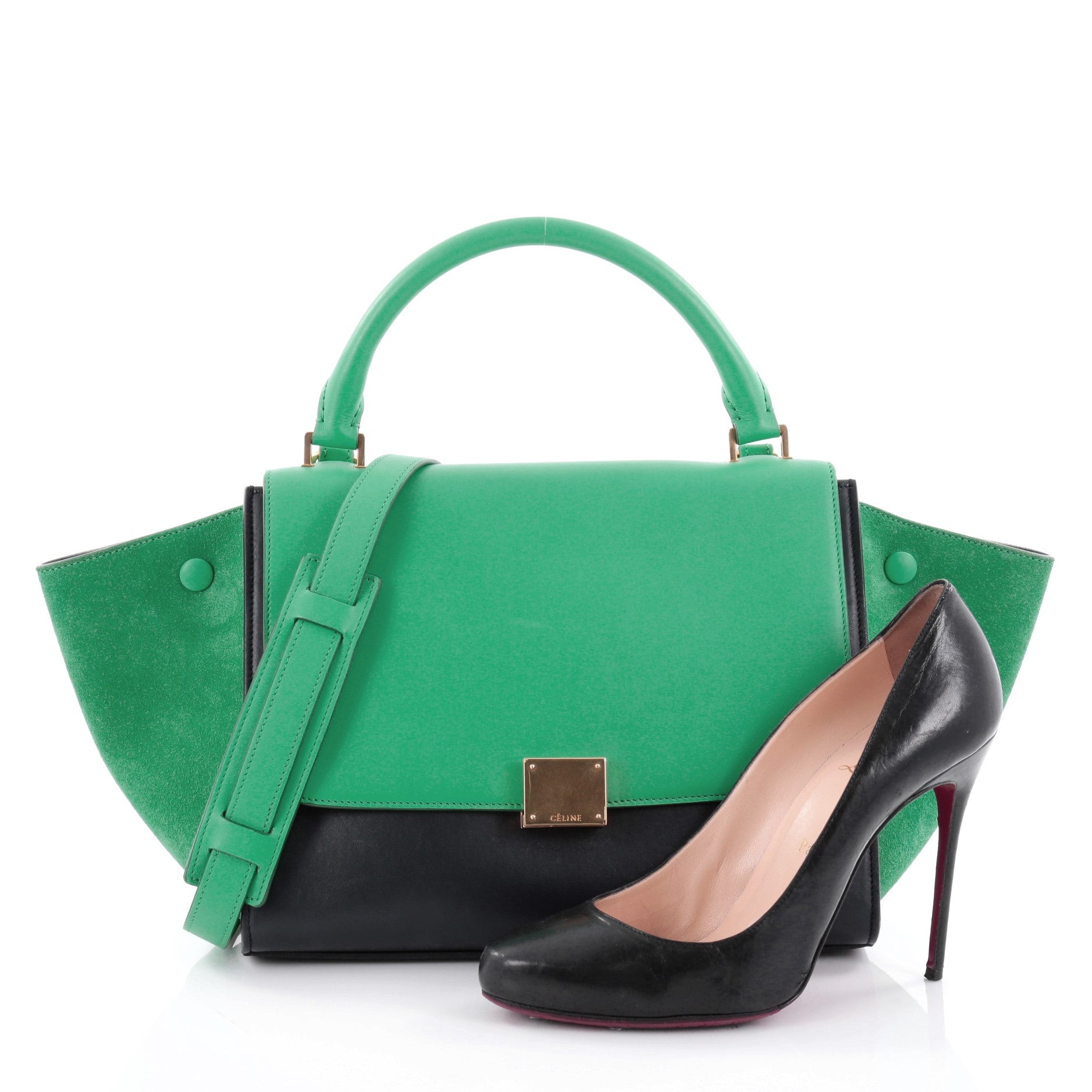 Bicolor Trapeze Handbag Leather Mini