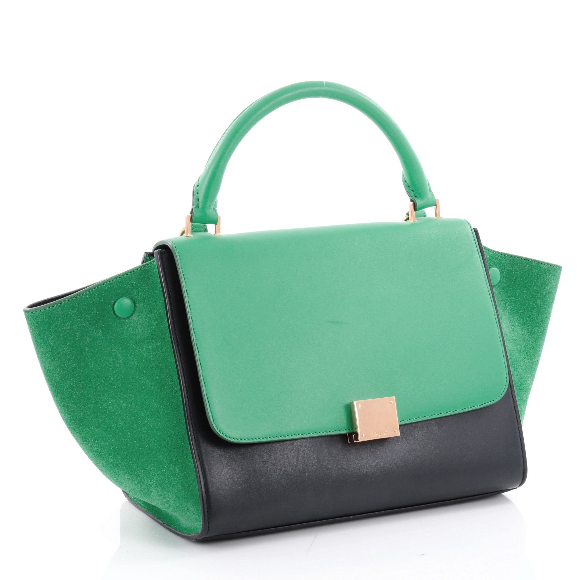 Bicolor Trapeze Handbag Leather Mini