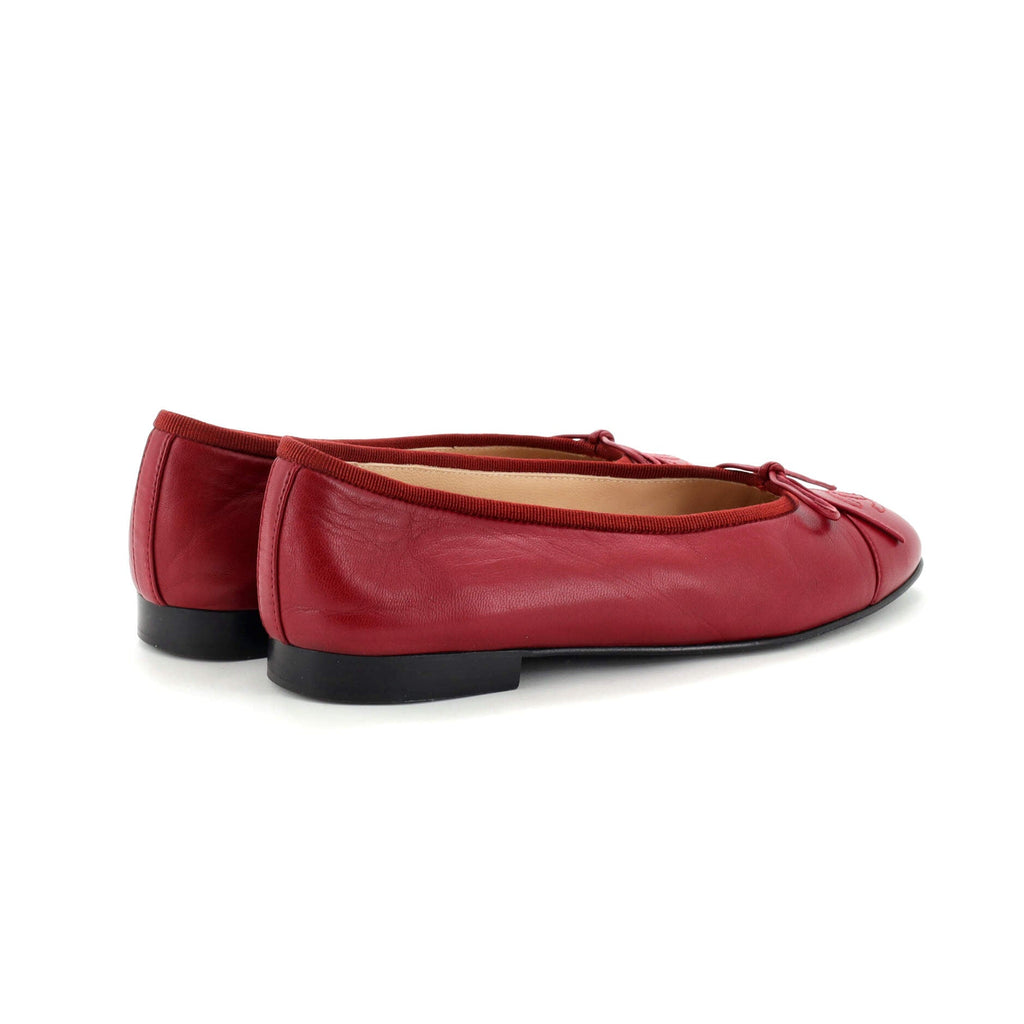 Women's CC Cap Toe Bow Ballerina Flats Leather