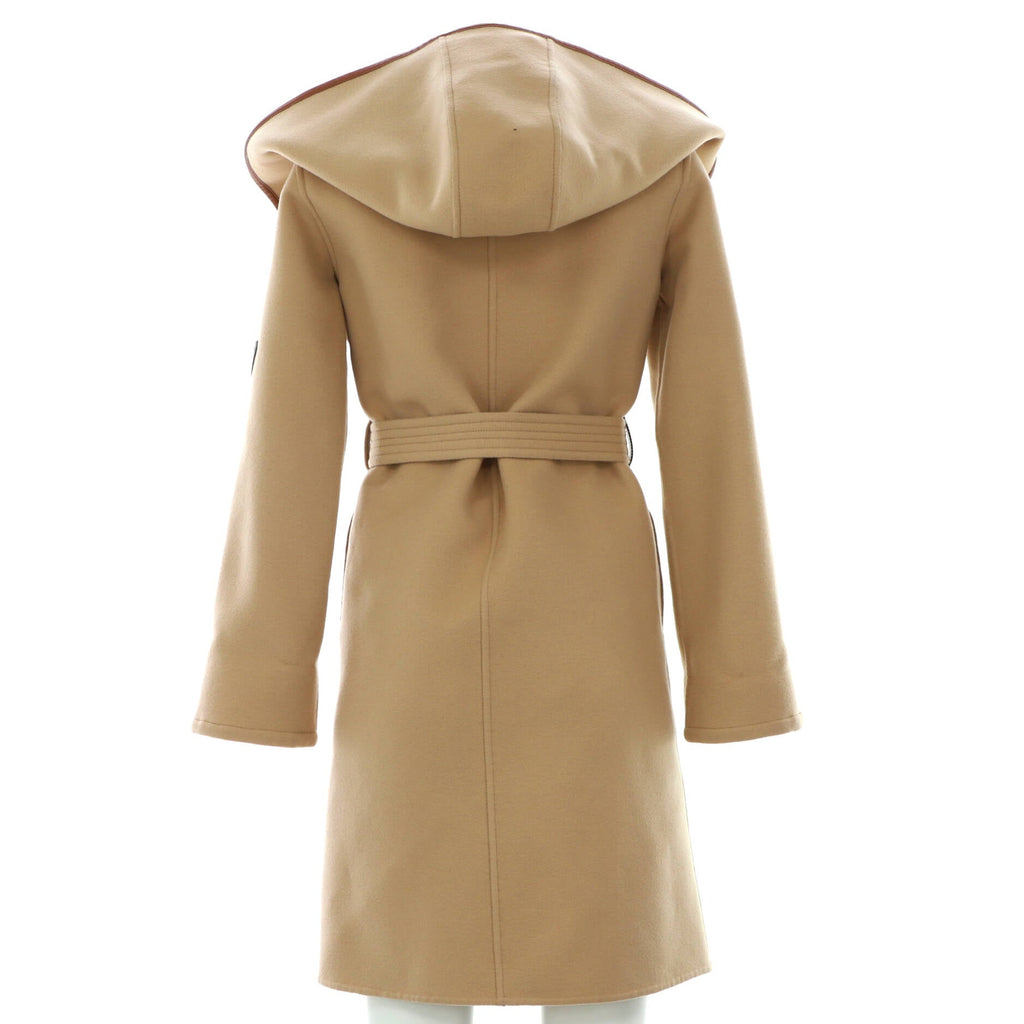 Women's Reversible Hooded Belted Wrap Coat Monogram Wool Blend