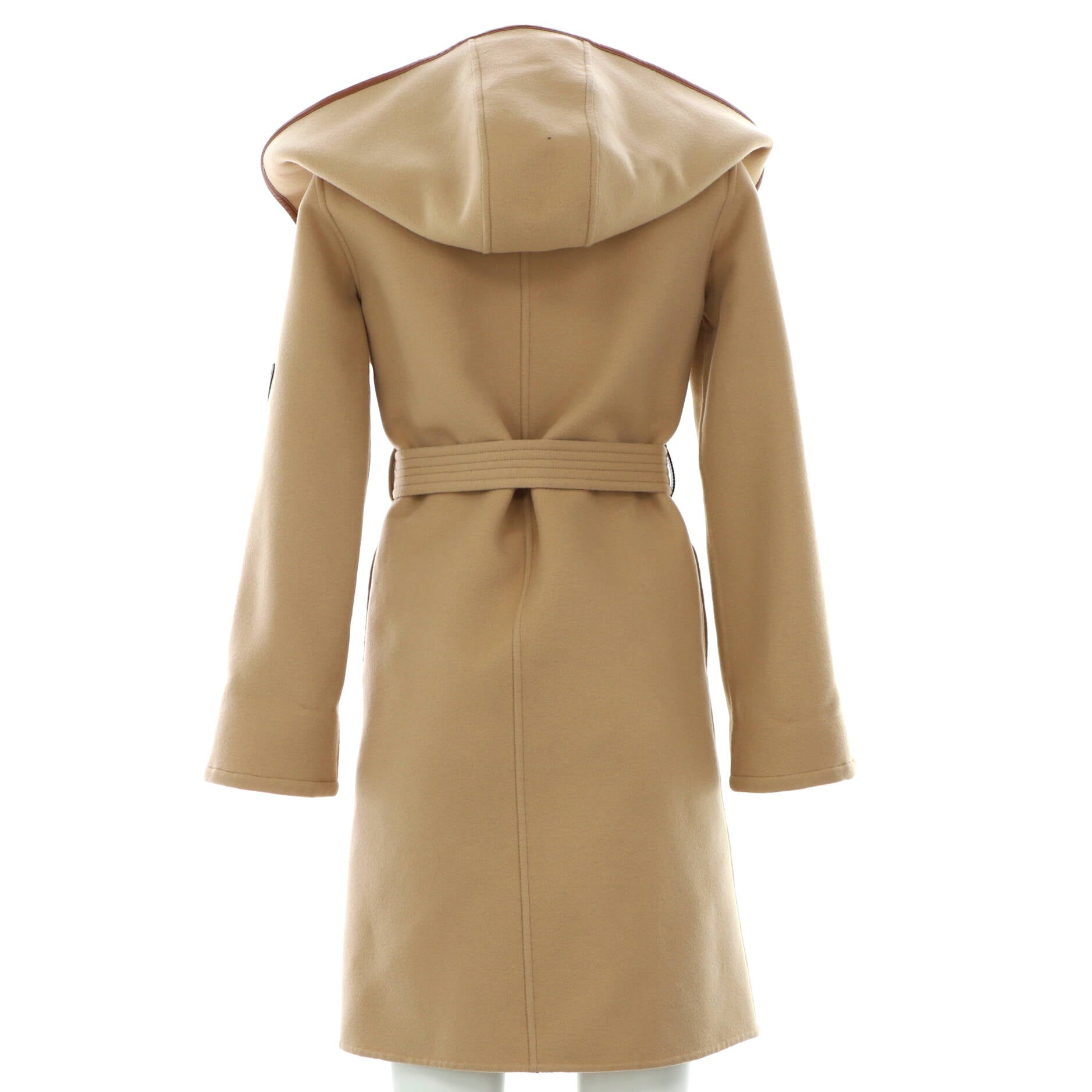 Women's Reversible Hooded Belted Wrap Coat Monogram Wool Blend