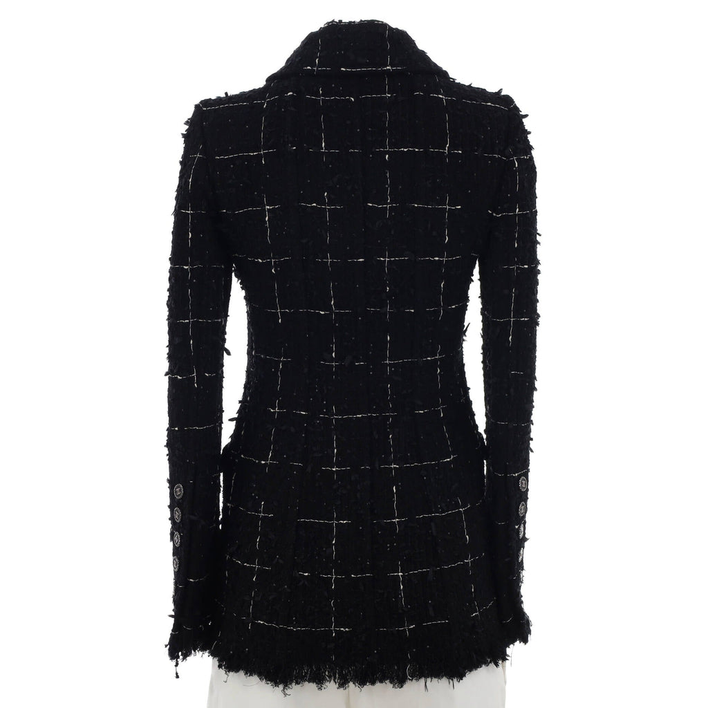 Women's Four Pocket Long Jacket Sequin Embellished Tweed