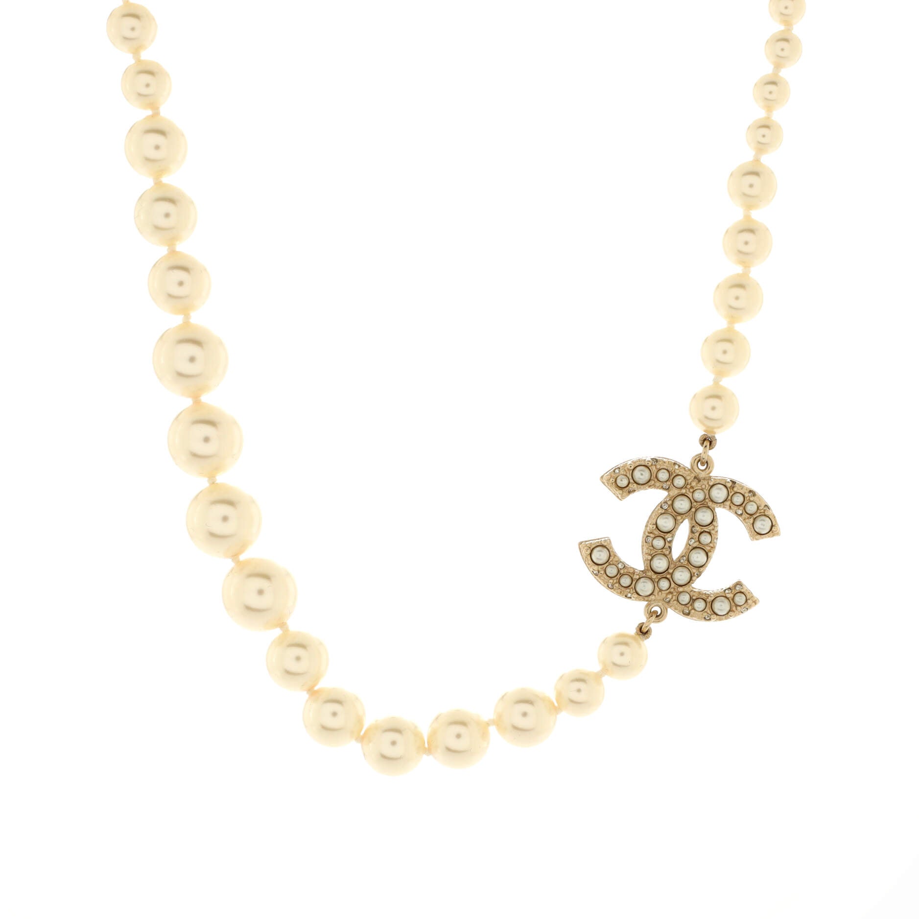 CC 100th Anniversary Short Necklace Metal with Faux Pearls and Crystals