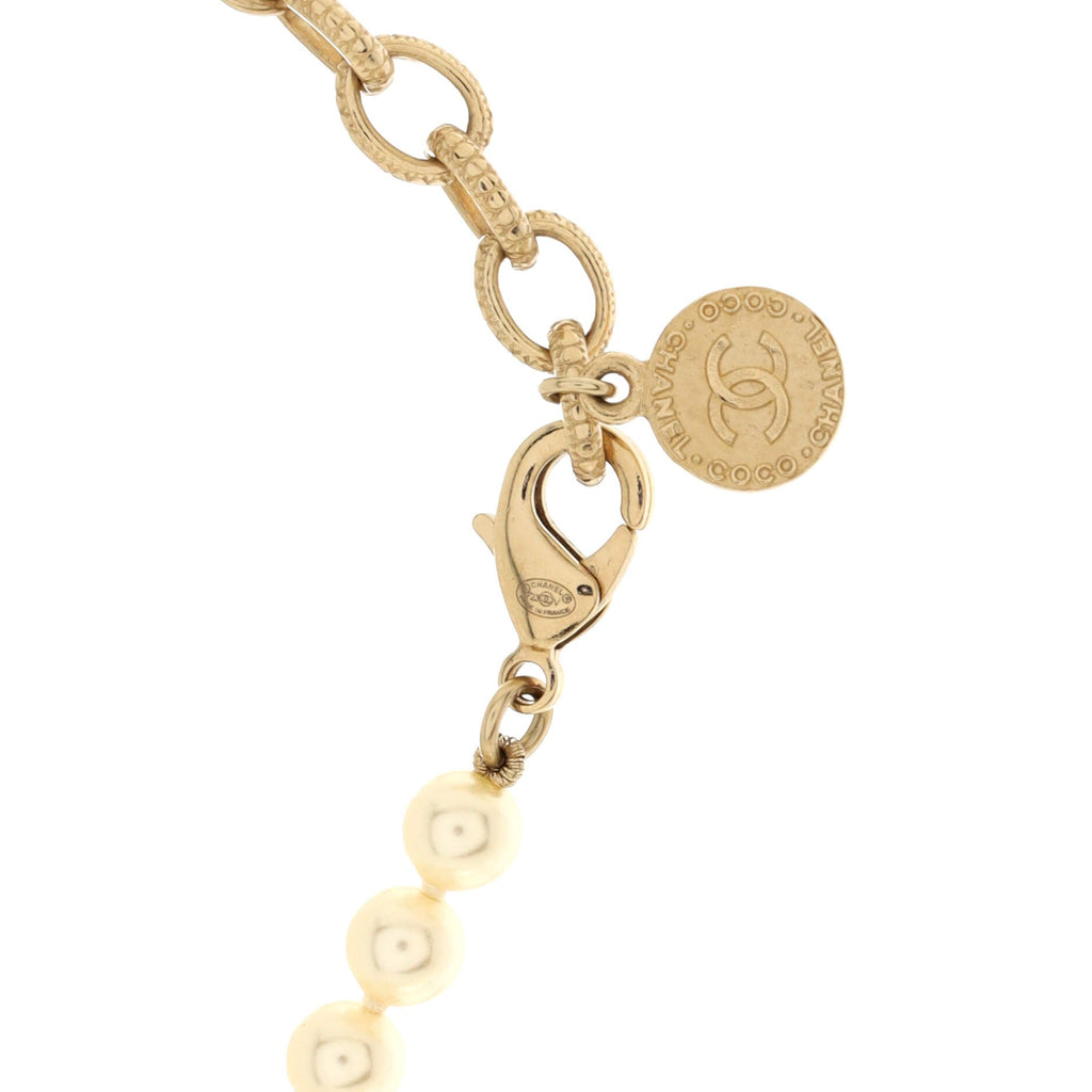CC 100th Anniversary Short Necklace Metal with Faux Pearls and Crystals