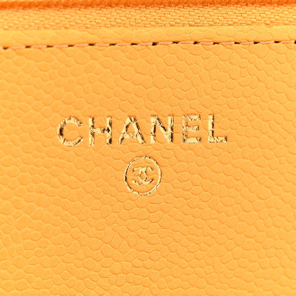 Caviar Quilted Wallet on Chain WOC Yellow