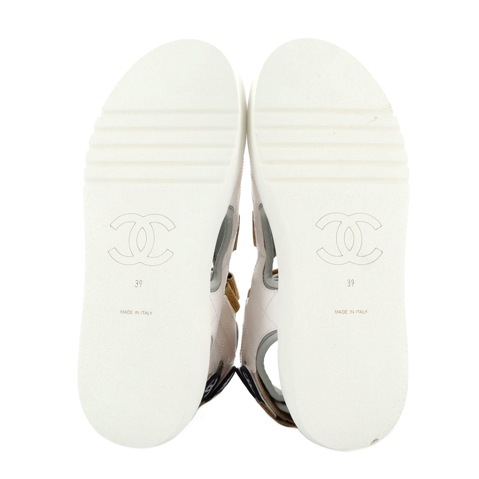 Women's Logo Gladiator Sandals Quilted Leather and Fabric