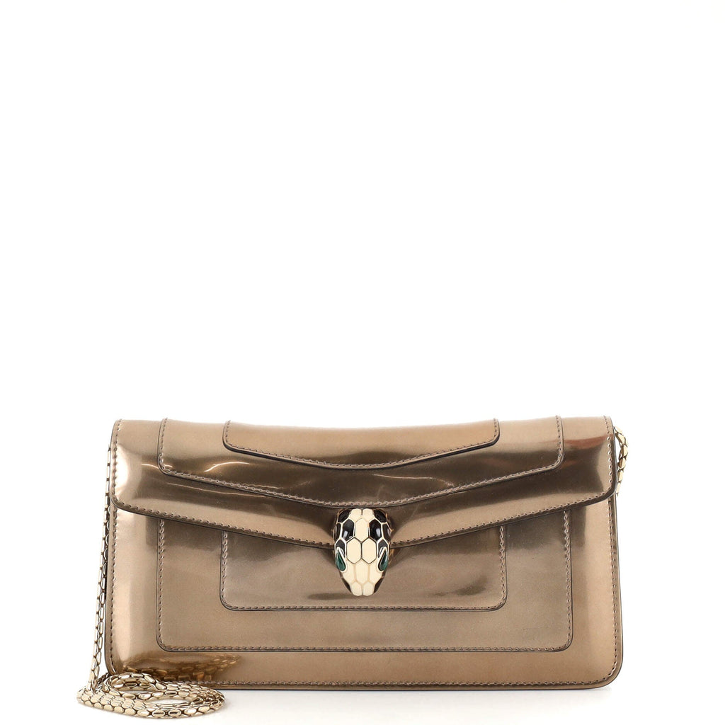 Serpenti Forever Chain Clutch Metallic Leather