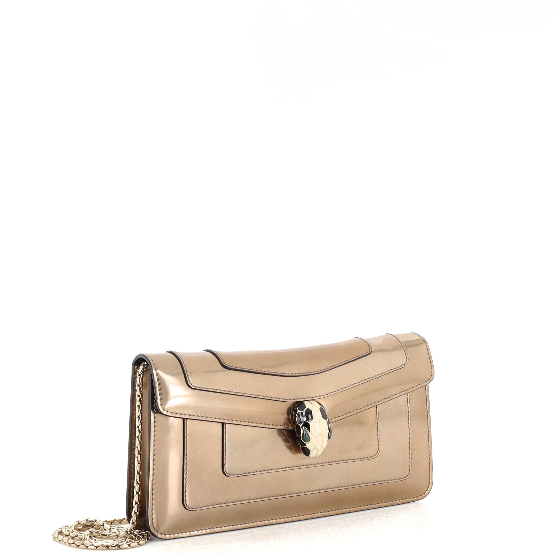 Serpenti Forever Chain Clutch Metallic Leather