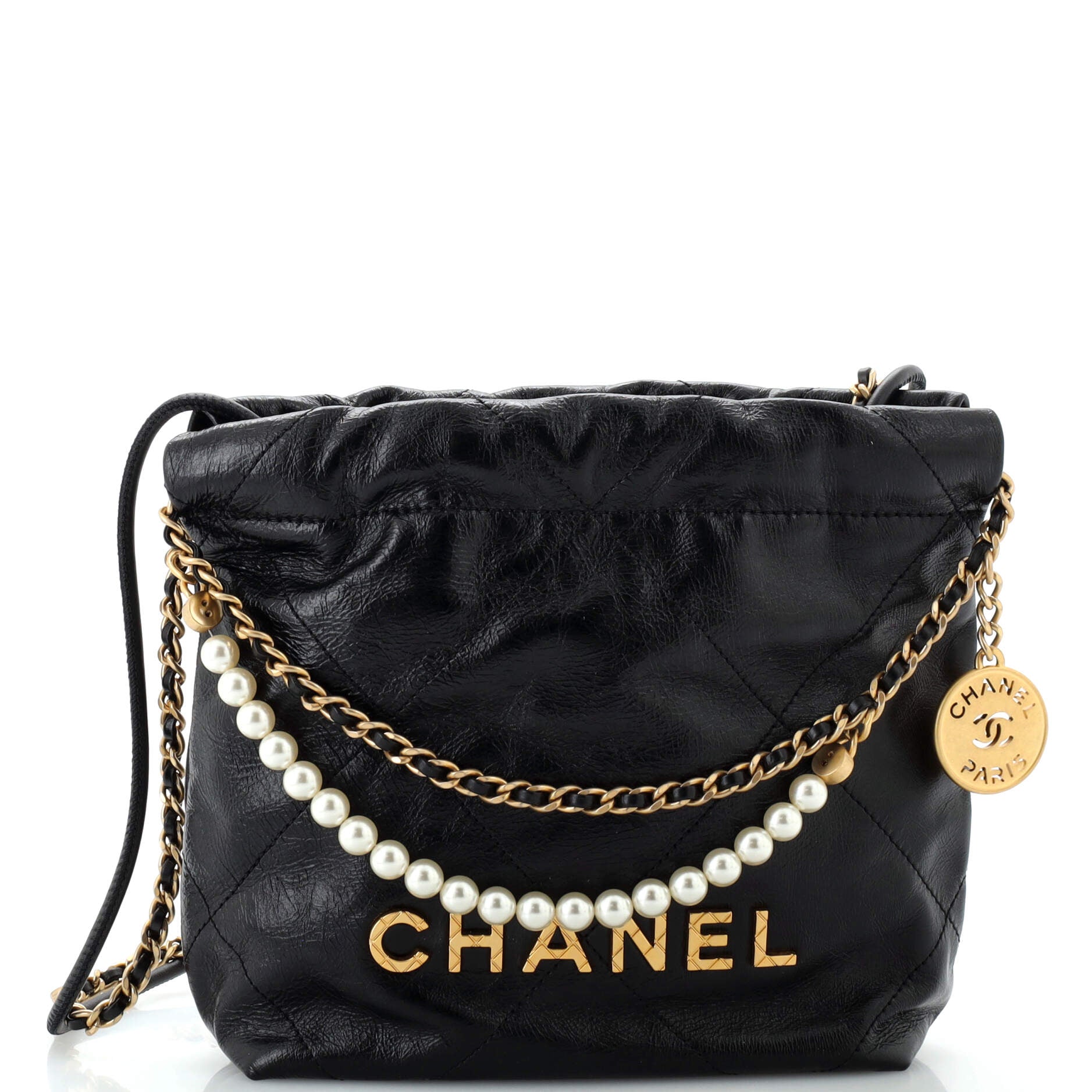 22 Chain Hobo Quilted Calfskin with Pearl Chain Mini