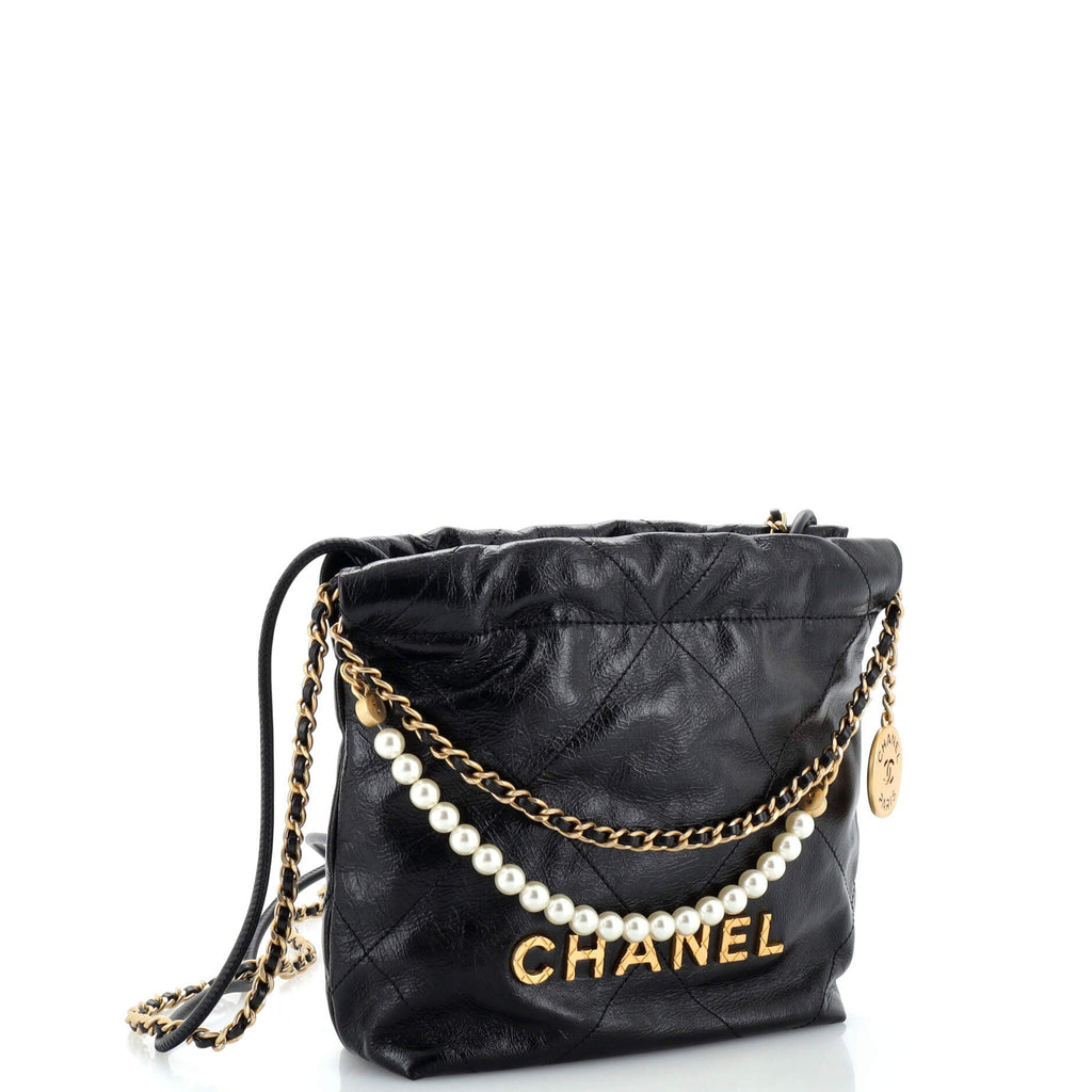 22 Chain Hobo Quilted Calfskin with Pearl Chain Mini