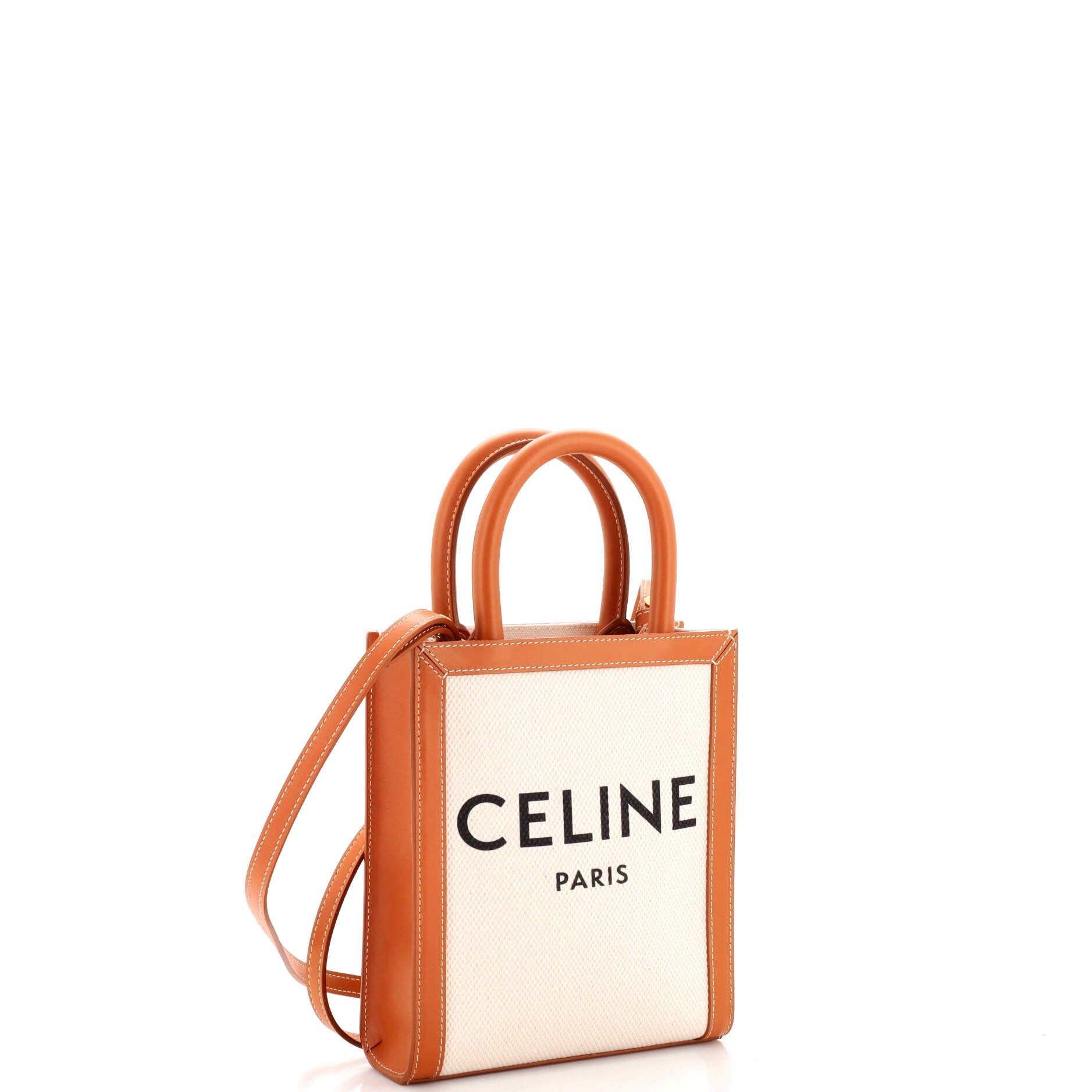 Vertical Cabas Tote Canvas with Leather Mini
