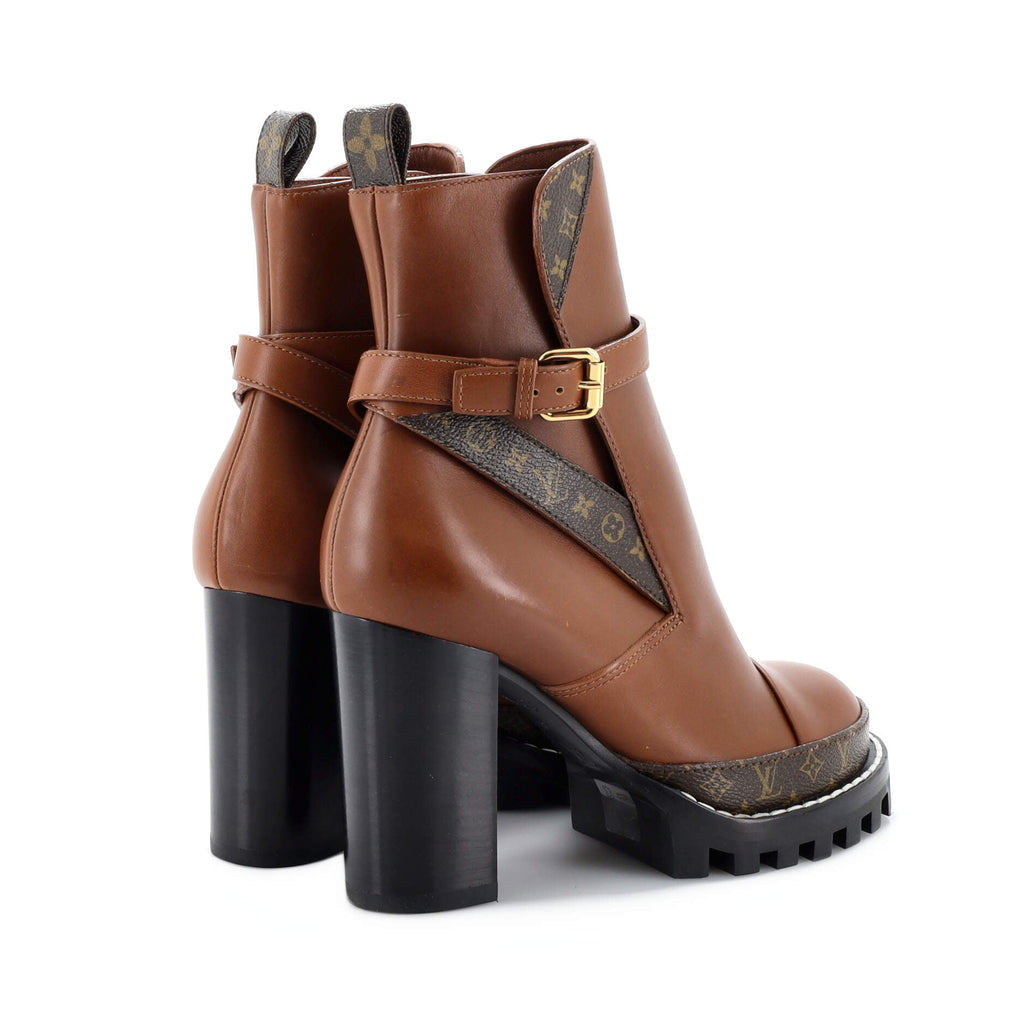 Women's Star Trail Buckle Ankle Boots Leather with Monogram Canvas