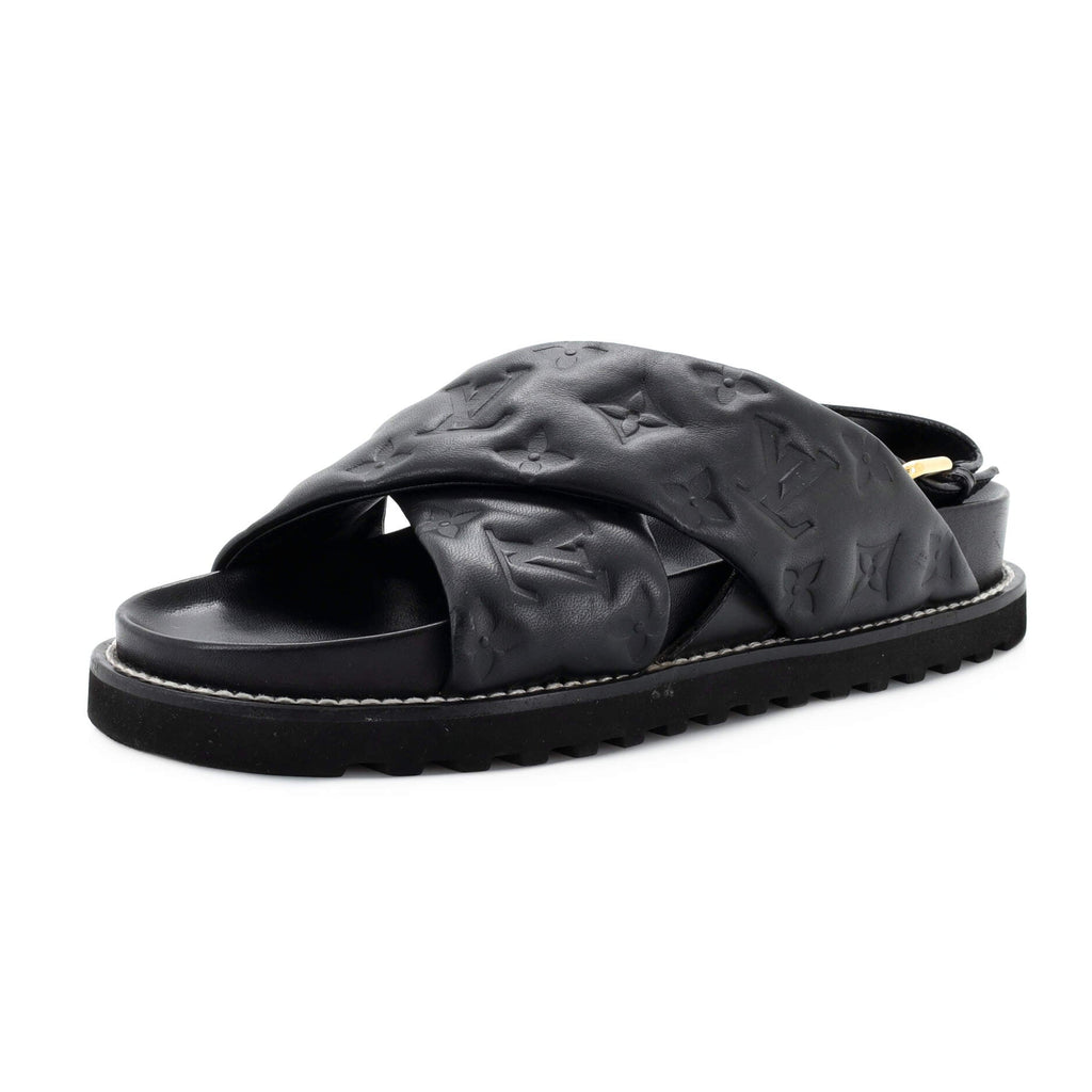 Women's Paseo Flat Comfort Sandal Monogram Embossed Lambskin