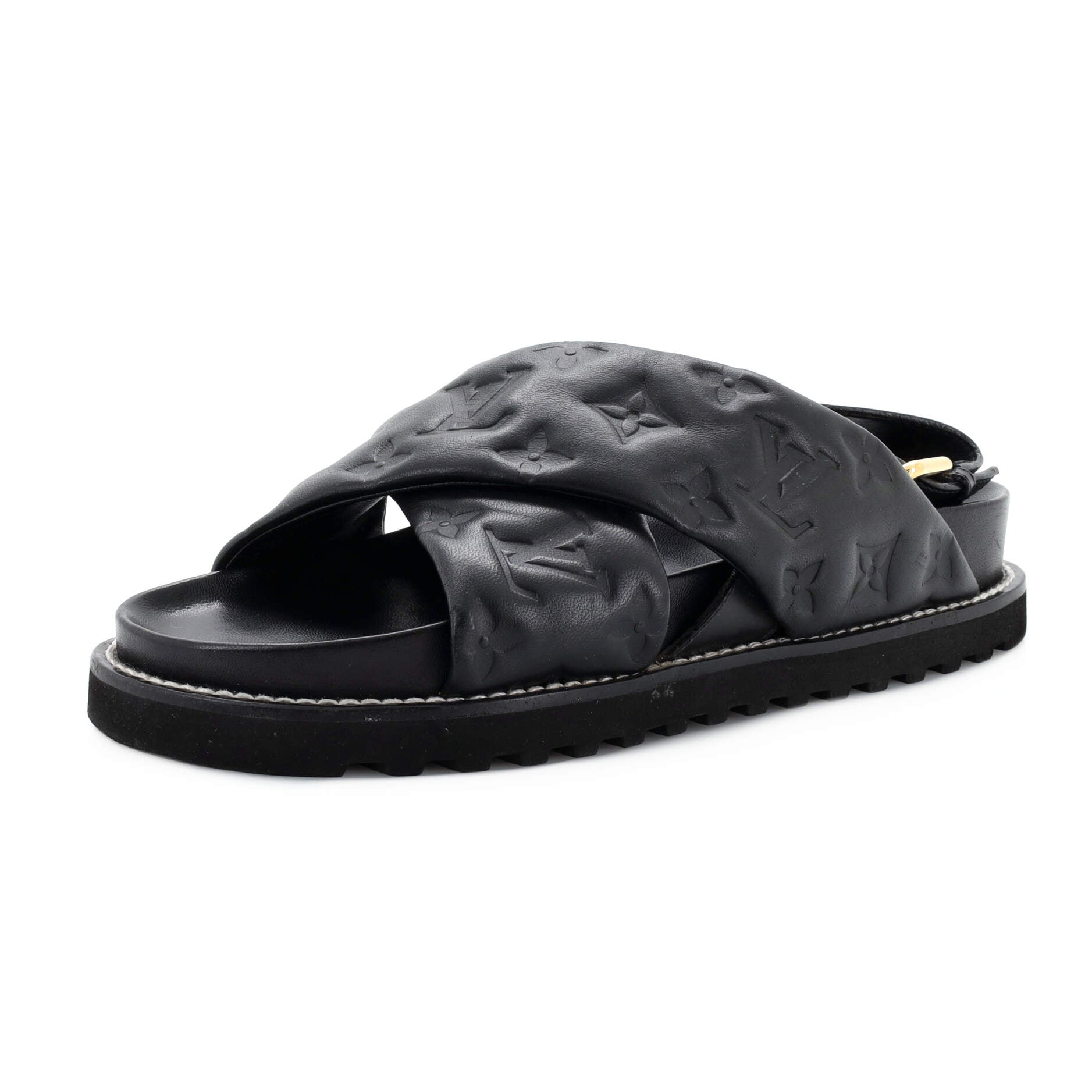 Women's Paseo Flat Comfort Sandal Monogram Embossed Lambskin