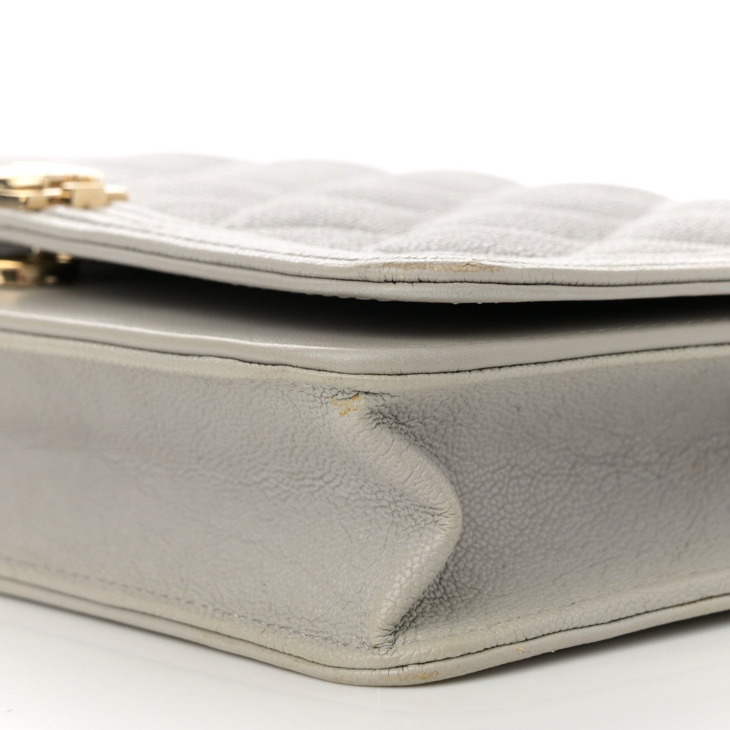 Caviar Quilted Boy Wallet On Chain WOC Grey