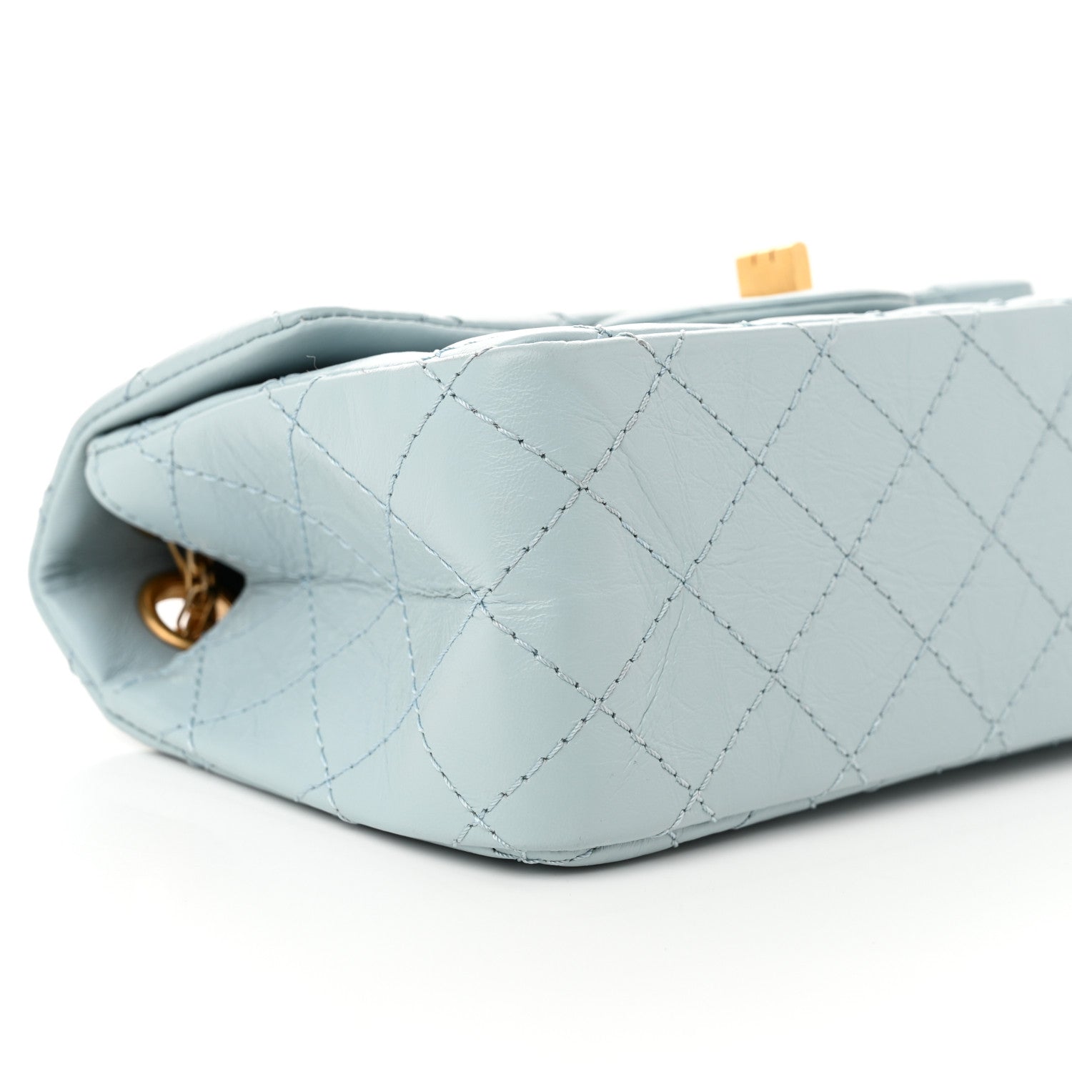 Aged Calfskin Quilted 2.55 Reissue Mini Flap Light Blue