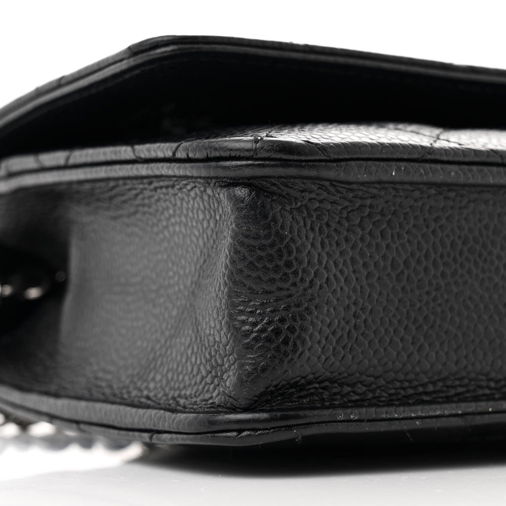 Caviar Quilted Wallet on Chain WOC Black