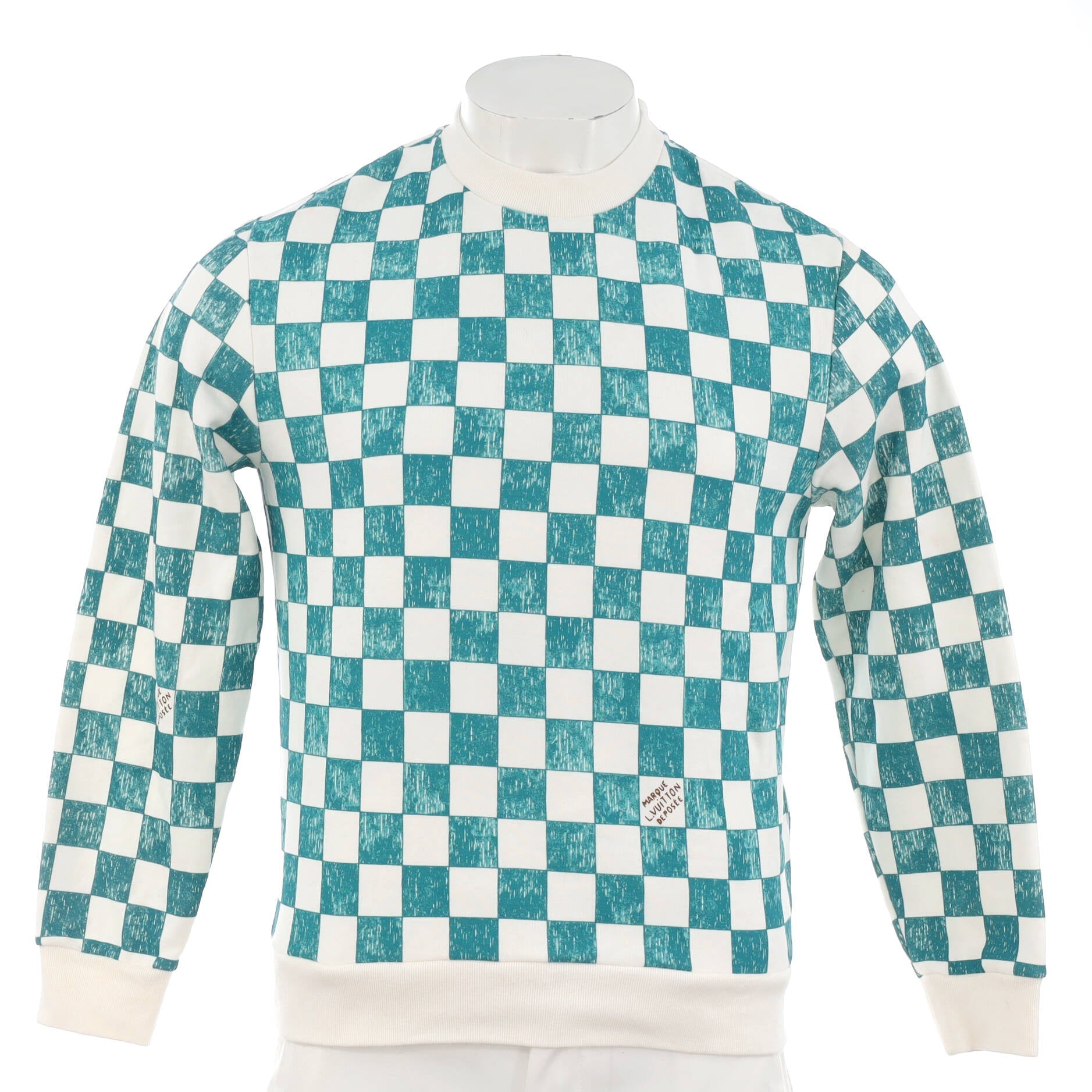 Men's Crewneck Sweatshirt Pencil Effect Damier Cotton