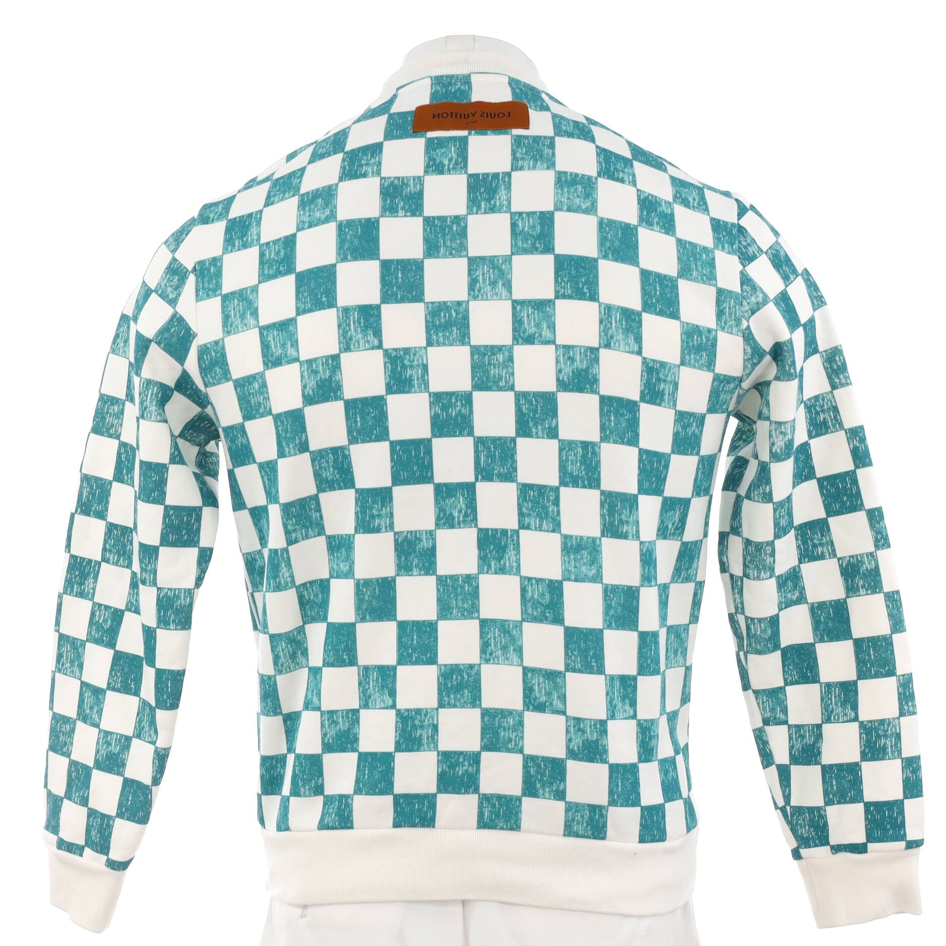 Men's Crewneck Sweatshirt Pencil Effect Damier Cotton