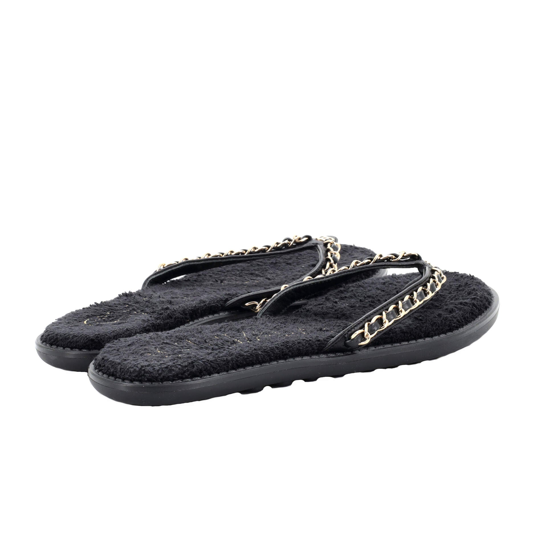 Women's CC Chain Flip Flop Sandals Leather