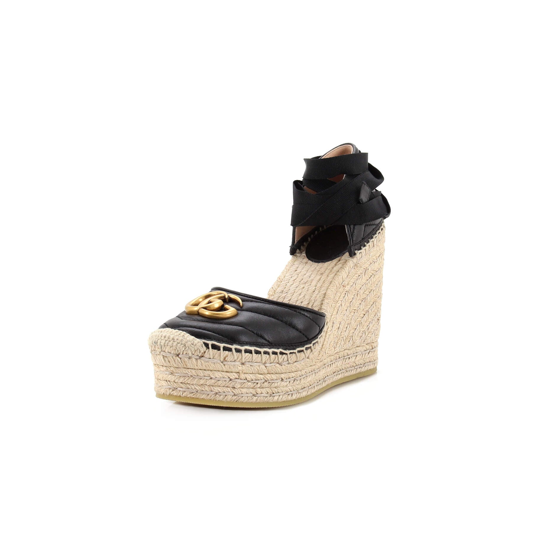 Women's GG Marmont Wedge Espadrilles Matelasse Leather