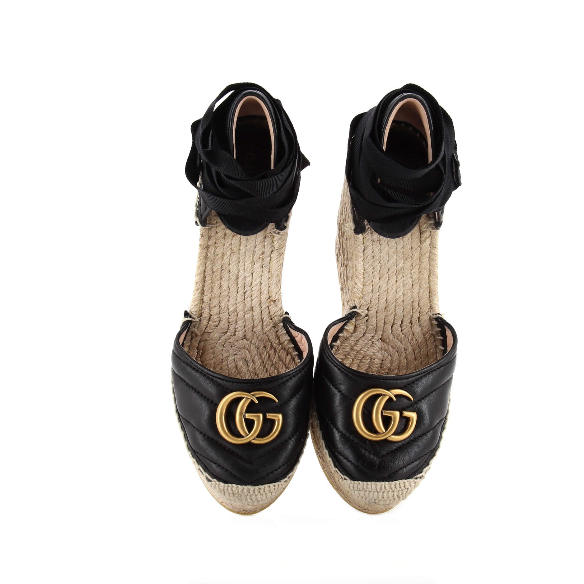 Women's GG Marmont Wedge Espadrilles Matelasse Leather