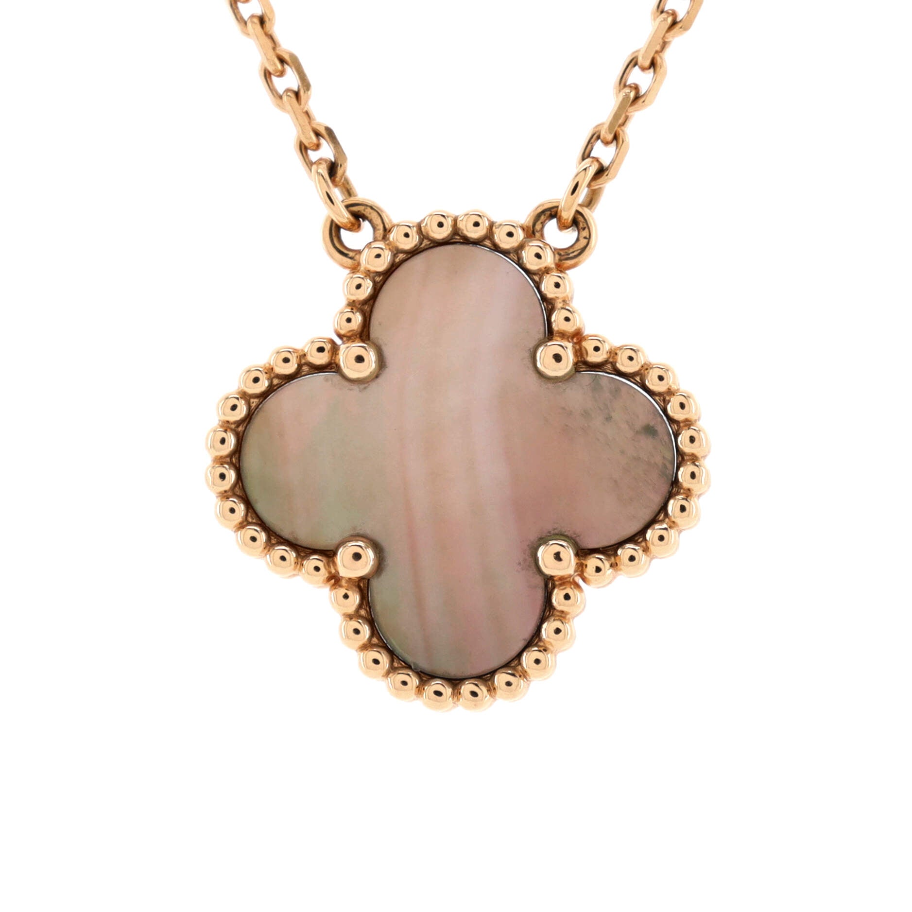 Vintage Alhambra Pendant Necklace 18K Rose Gold and Mother of Pearl