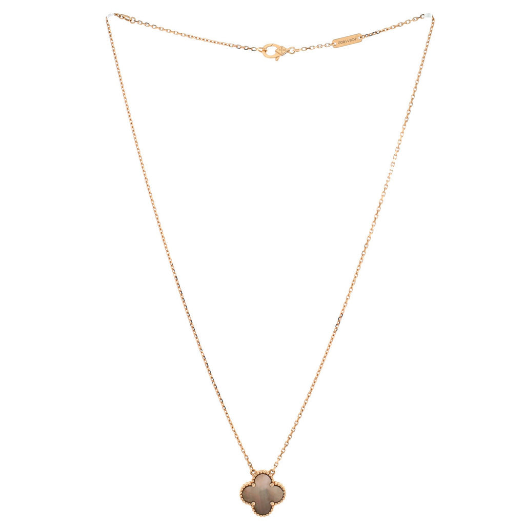 Vintage Alhambra Pendant Necklace 18K Rose Gold and Mother of Pearl