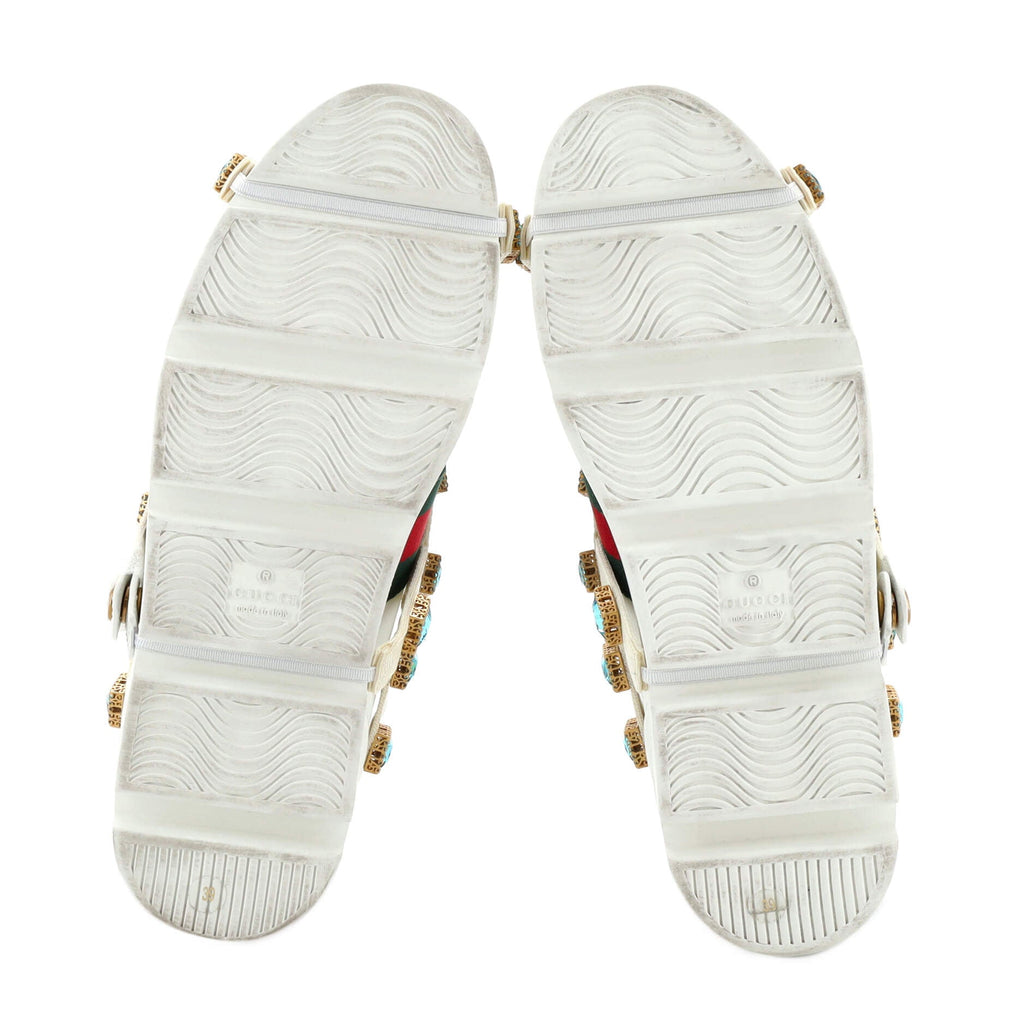 Women's Ace Web Platform Sneakers Leather with Crystals