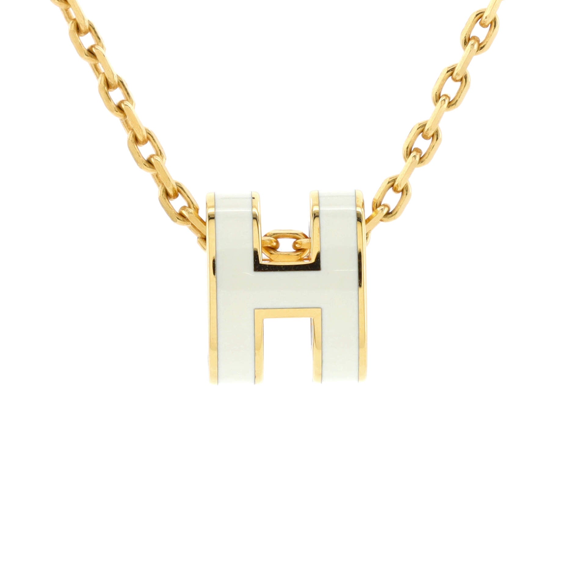 Pop H Pendant Chain Necklace Metal and Enamel Mini