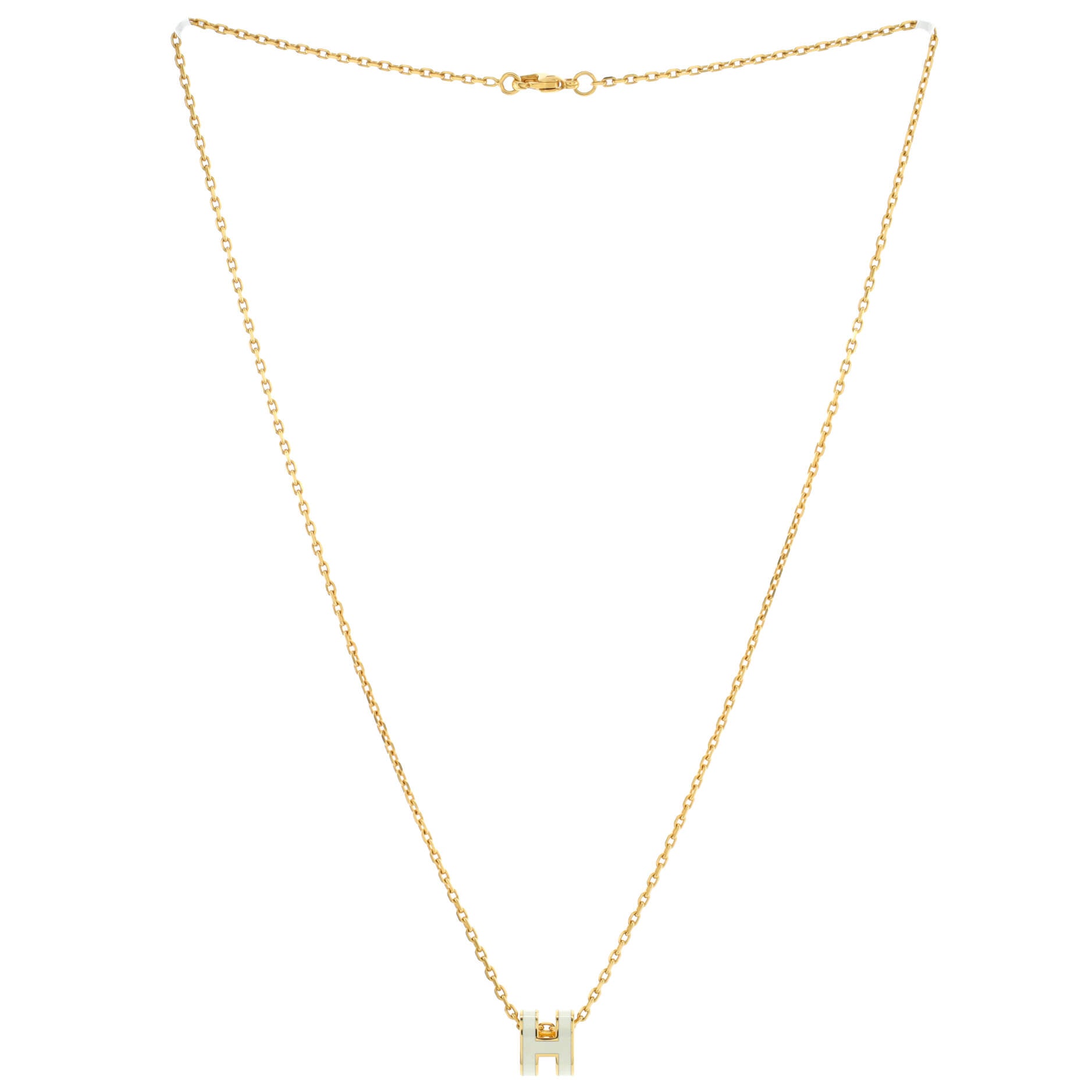 Pop H Pendant Chain Necklace Metal and Enamel Mini