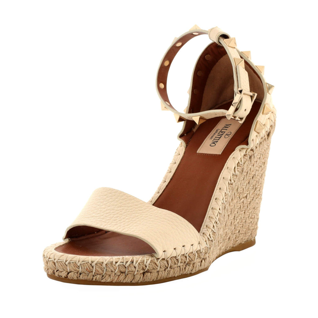 Women's Rockstud Wedge Espadrilles Leather