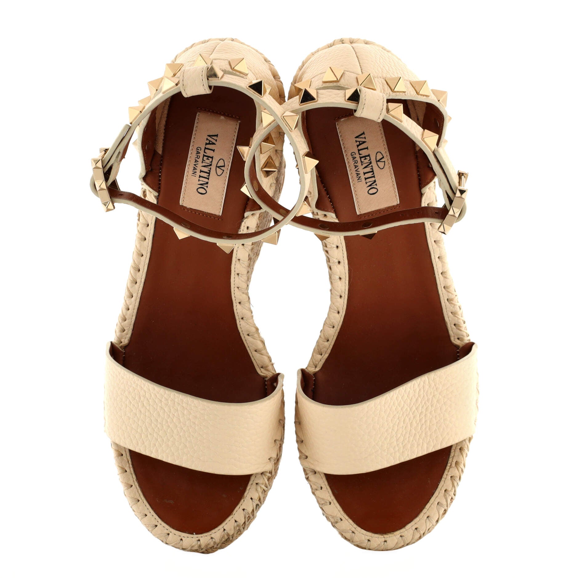 Women's Rockstud Wedge Espadrilles Leather