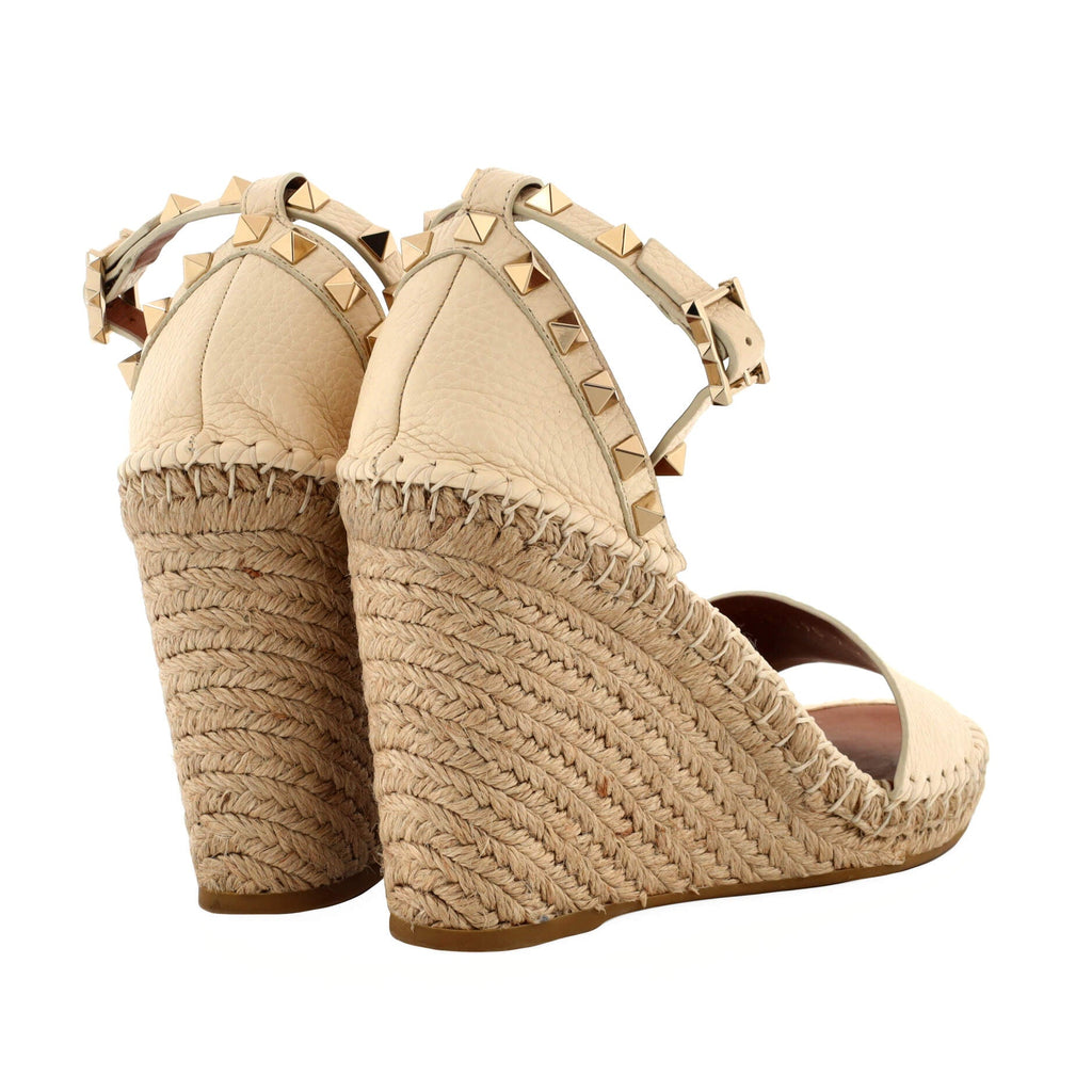 Women's Rockstud Wedge Espadrilles Leather